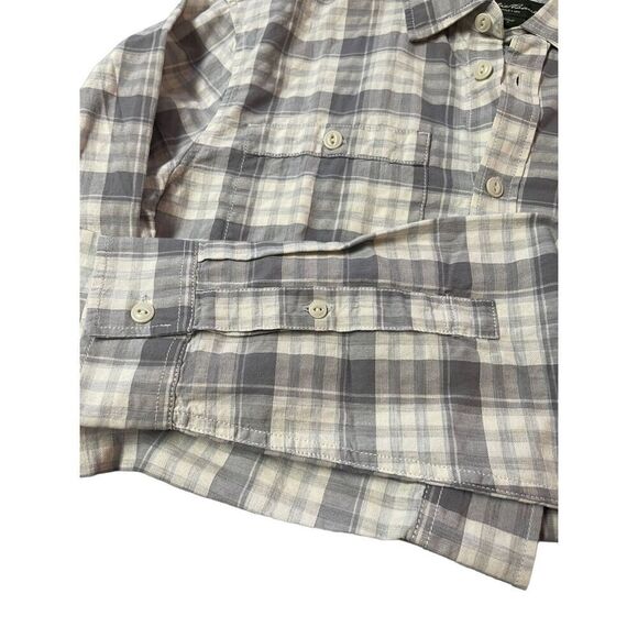 Eddie Bauer Men's Pockets Button-Up Long Sleeve Cotton Hi-Lo Plaid Shirt Size S - Picture 5 of 9